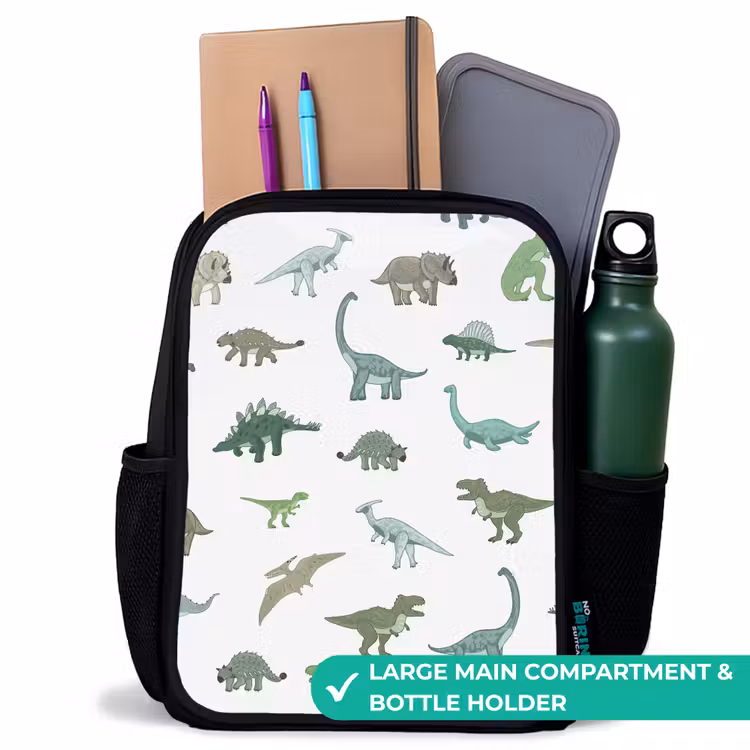 Kids backpack - Black - Dino - Pattern - Green — 10