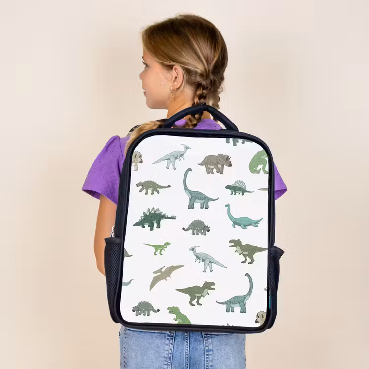Kids backpack - Black - Dino - Pattern - Green — 4