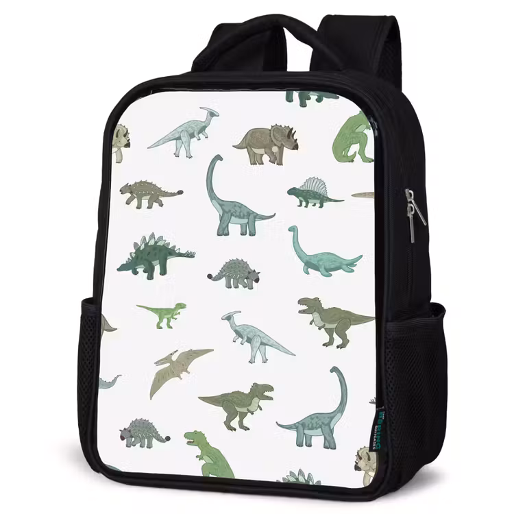 Kids backpack - Black - Dino - Pattern - Green — 6