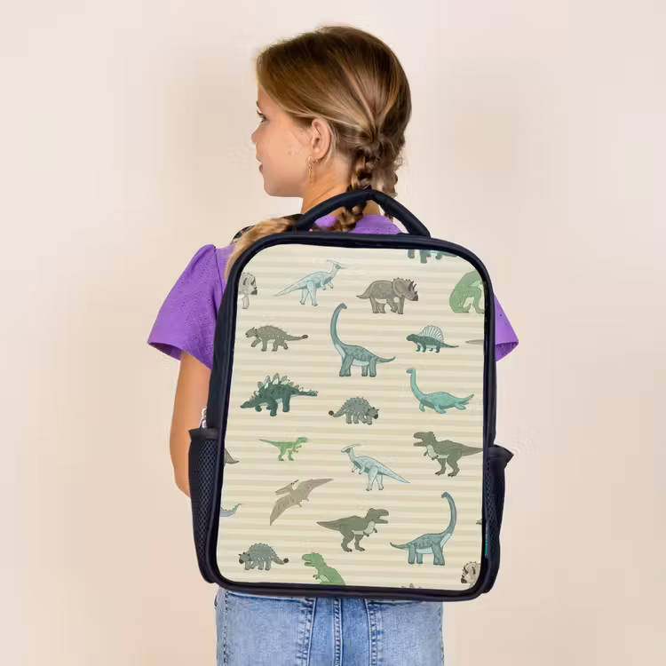 Kids backpack - Black - Dino - Pattern - Stripes - Green — 4