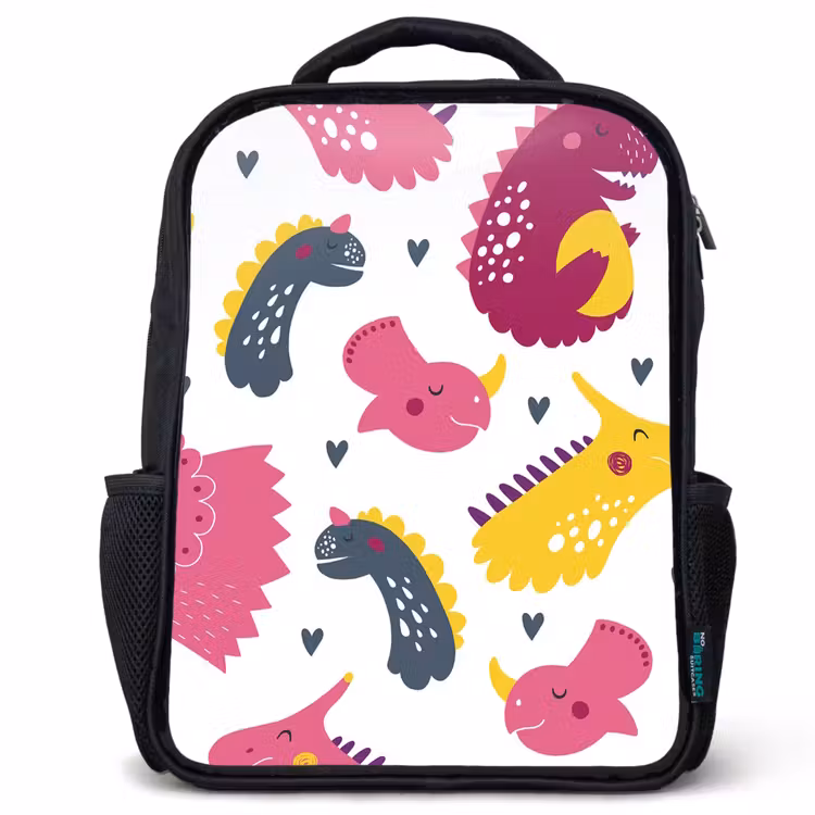 Kids backpack - Black - Dino - Patterns - Child - Pink - Girls — 1