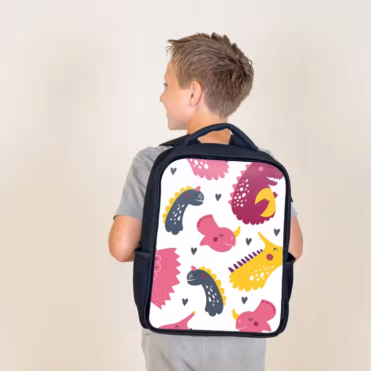 Kids backpack - Black - Dino - Patterns - Child - Pink - Girls — 2