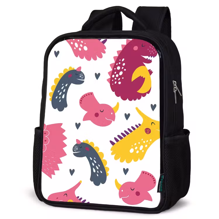 Kids backpack - Black - Dino - Patterns - Child - Pink - Girls — 6