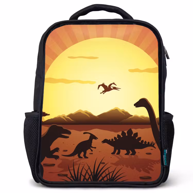 Kids backpack - Black - Dino - Sun - Nature - Drawing - Kids - Boys — 1