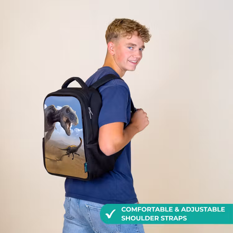 Kids backpack - Black - Dino - Wildlife - Drawing - Kids - Boys — 11
