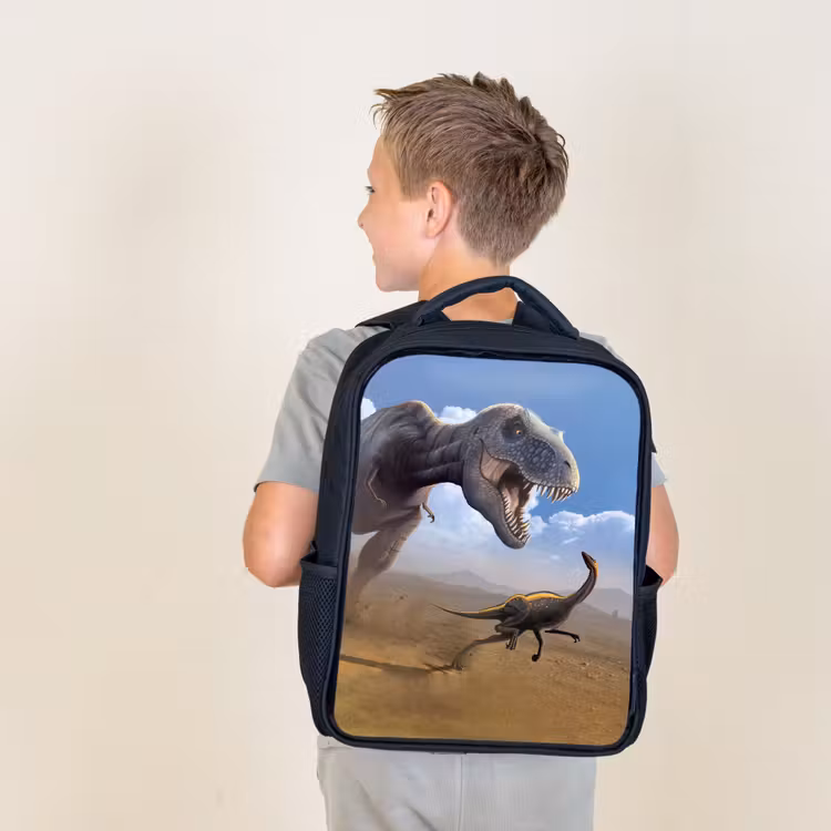 Kids backpack - Black - Dino - Wildlife - Drawing - Kids - Boys — 2