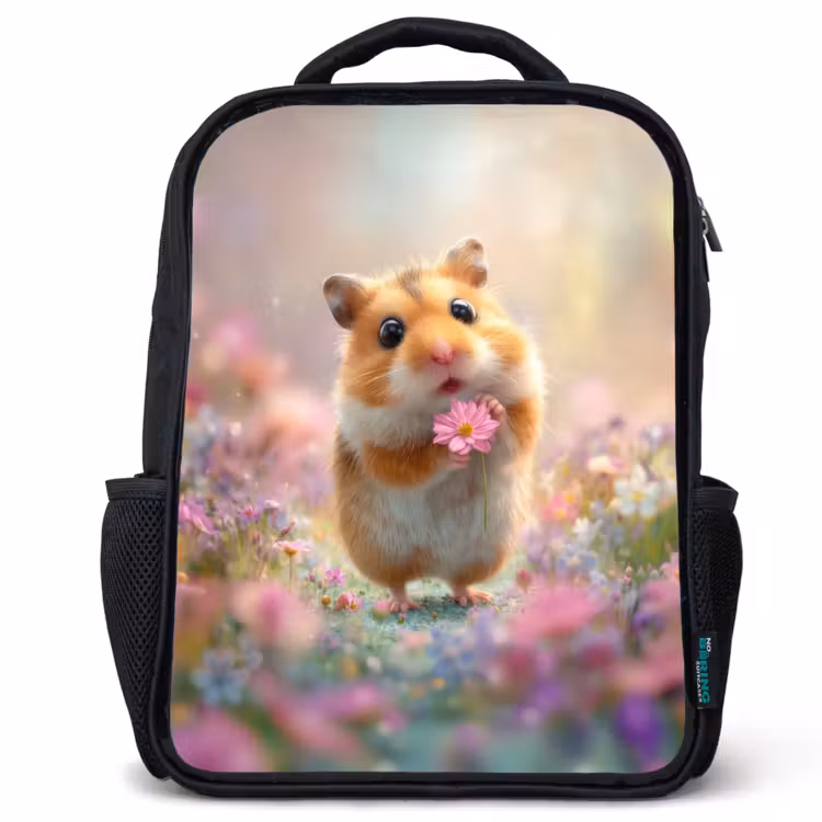 Kids backpack - Black - Flower love in hamster eyes — 1