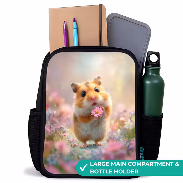 Kids backpack - Black - Flower love in hamster eyes — 10