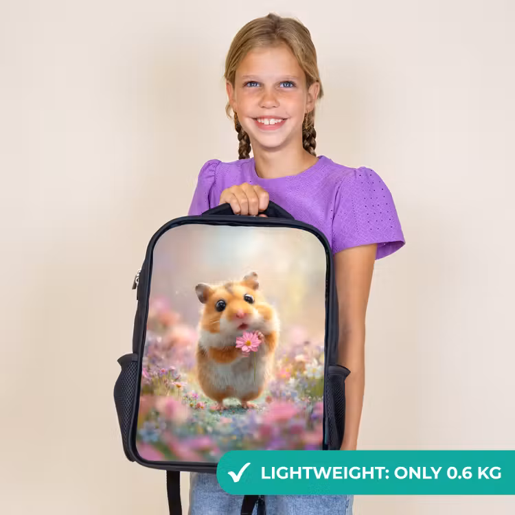 Kids backpack - Black - Flower love in hamster eyes — 9