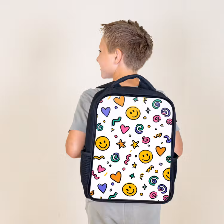 Kids backpack - Black - Happy chaos in color — 2