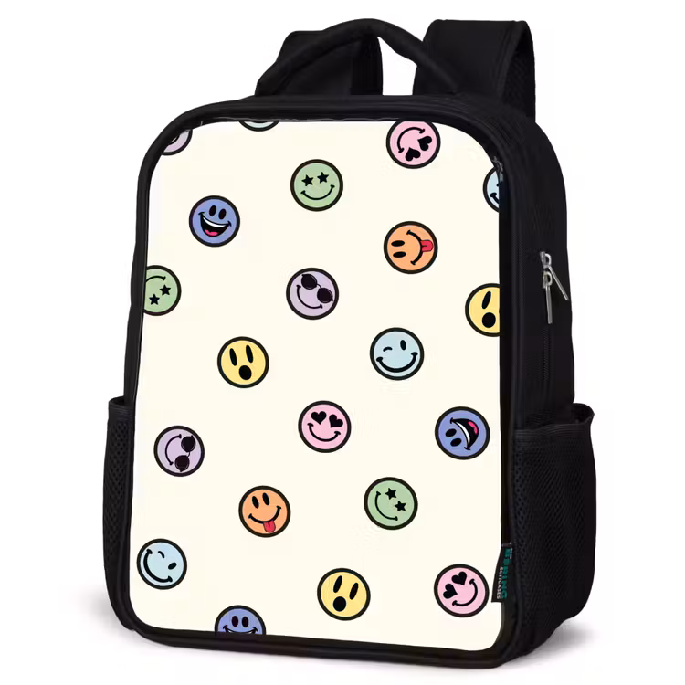 Kids backpack - Black - Happy faces on pastel snow — 6