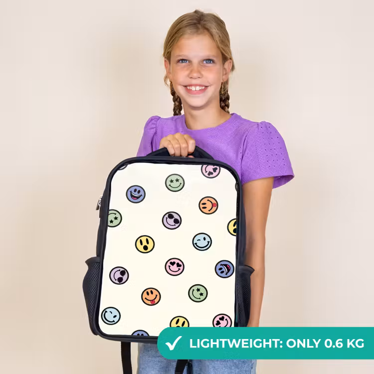 Kids backpack - Black - Happy faces on pastel snow — 9