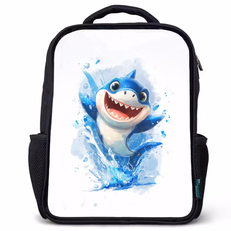 Kids backpack - Black - Jumping shark full of enthusiasm — 1