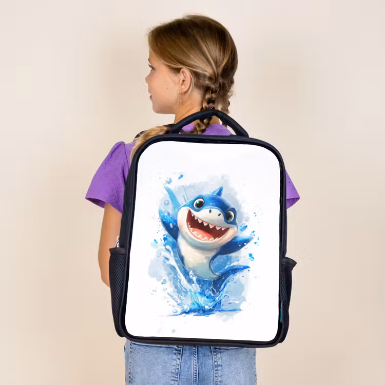 Kids backpack - Black - Jumping shark full of enthusiasm — 4