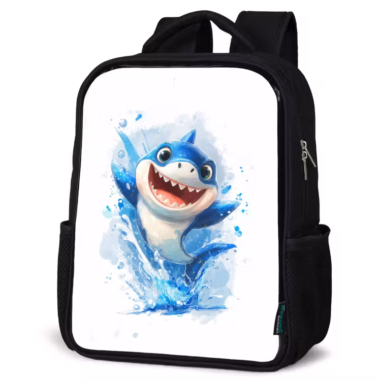 Kids backpack - Black - Jumping shark full of enthusiasm — 6