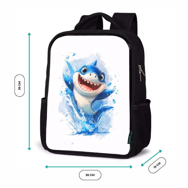 Kids backpack - Black - Jumping shark full of enthusiasm — 8