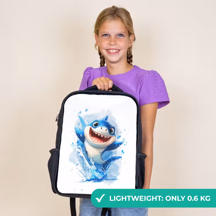 Kids backpack - Black - Jumping shark full of enthusiasm — 9
