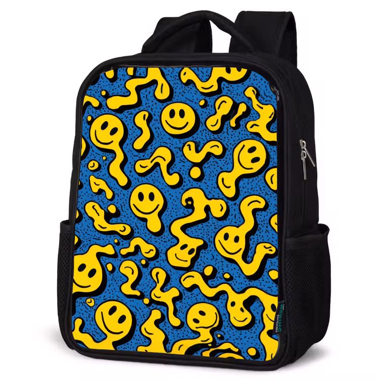 Kids backpack - Black - Laughter waves in yellow chaos — 6