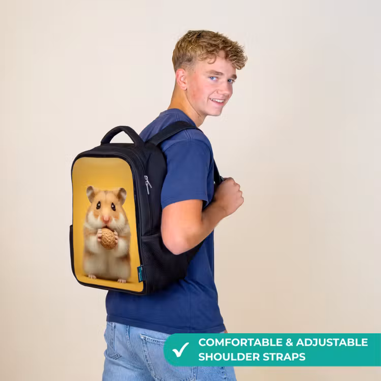 Kids backpack - Black - Nut moment on yellow — 11
