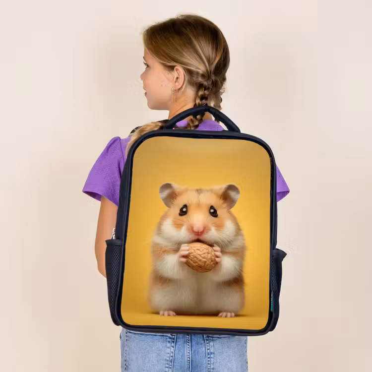 Kids backpack - Black - Nut moment on yellow — 4