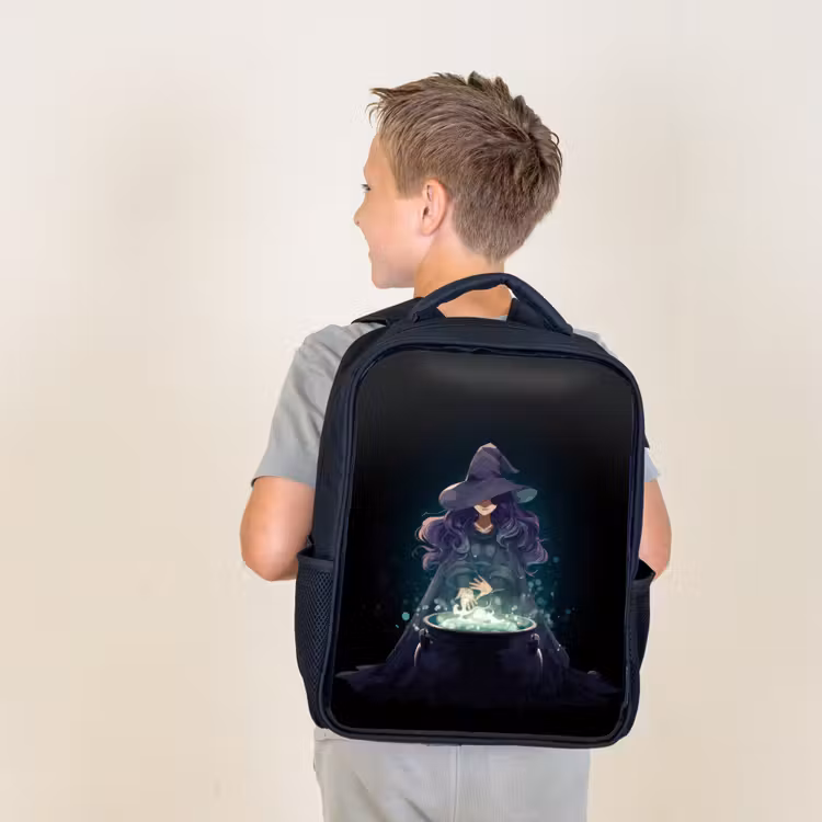 Kids backpack - Black - Shadow magic in the cauldron — 2
