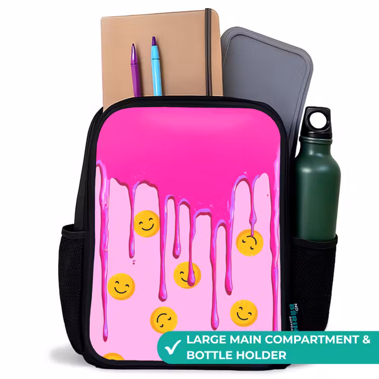 Kids backpack - Black - Smiley rain under pink frosting — 10