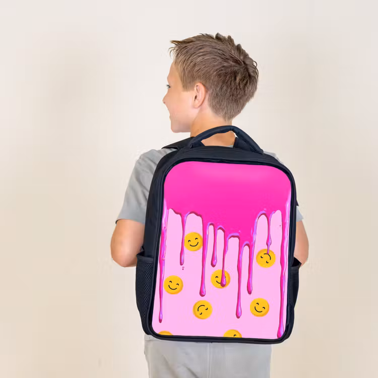 Kids backpack - Black - Smiley rain under pink frosting — 2