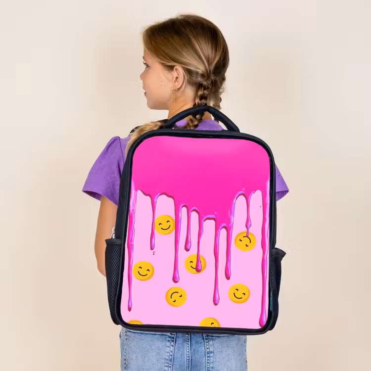 Kids backpack - Black - Smiley rain under pink frosting — 4