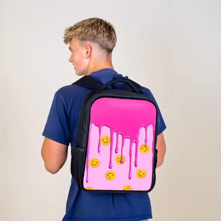 Kids backpack - Black - Smiley rain under pink frosting — 5