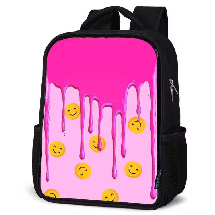 Kids backpack - Black - Smiley rain under pink frosting — 6
