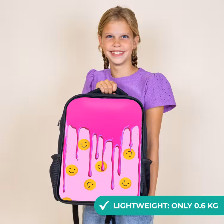 Kids backpack - Black - Smiley rain under pink frosting — 9