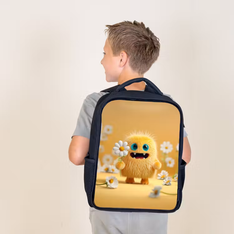 Kids backpack - Black - Sun hug with daisy — 2