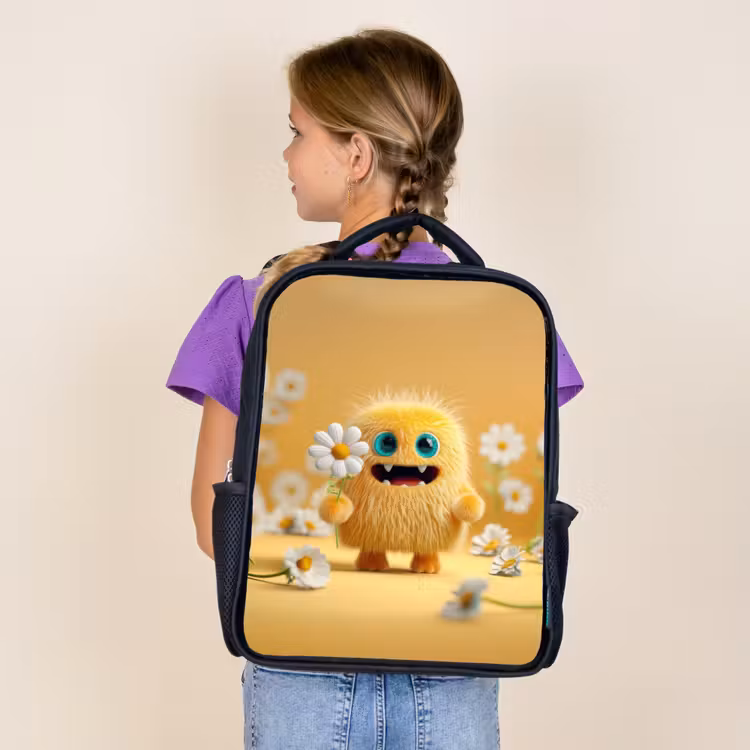 Kids backpack - Black - Sun hug with daisy — 4
