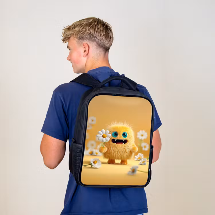 Kids backpack - Black - Sun hug with daisy — 5