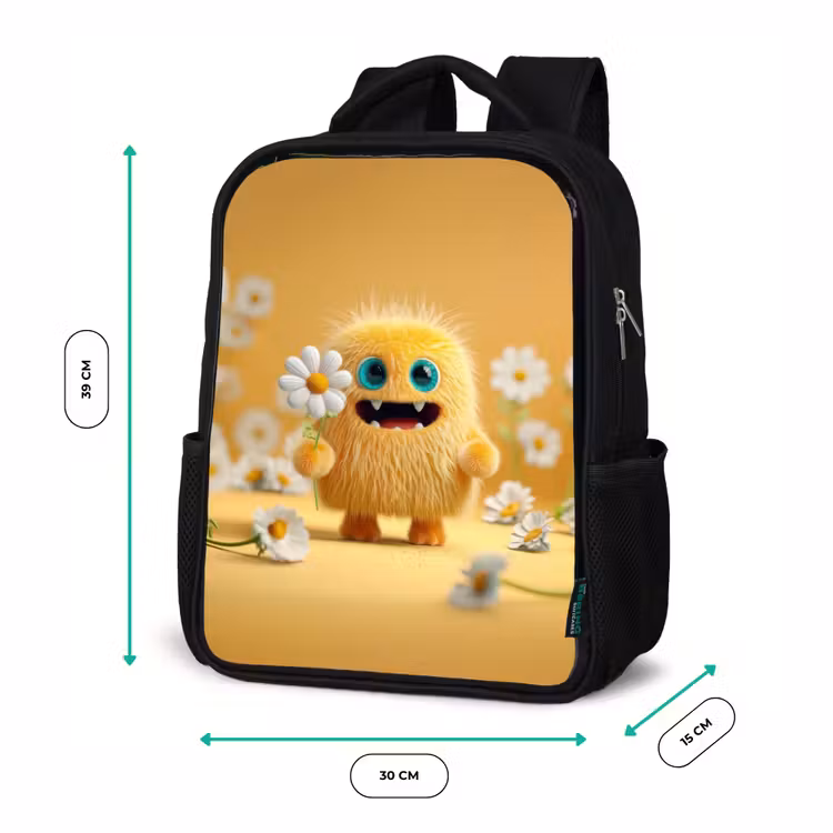 Kids backpack - Black - Sun hug with daisy — 8