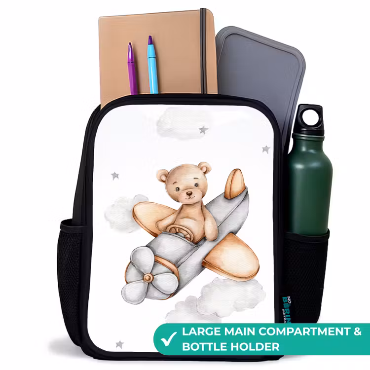 Kids backpack - Black - Bear - Airplane - Stars - Children — 10