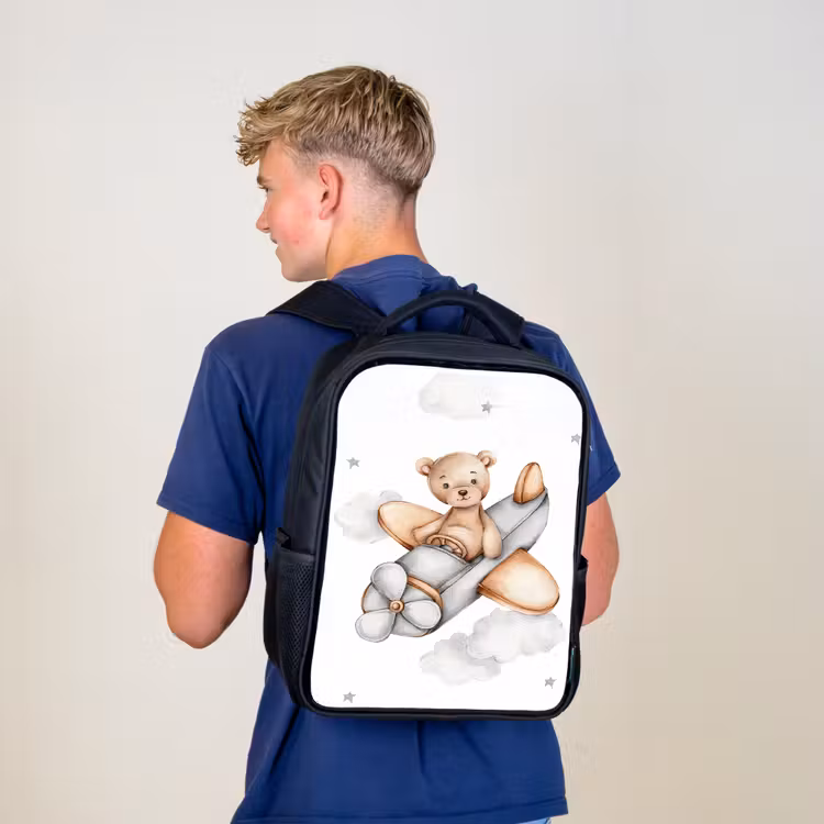 Kids backpack - Black - Bear - Airplane - Stars - Children — 5