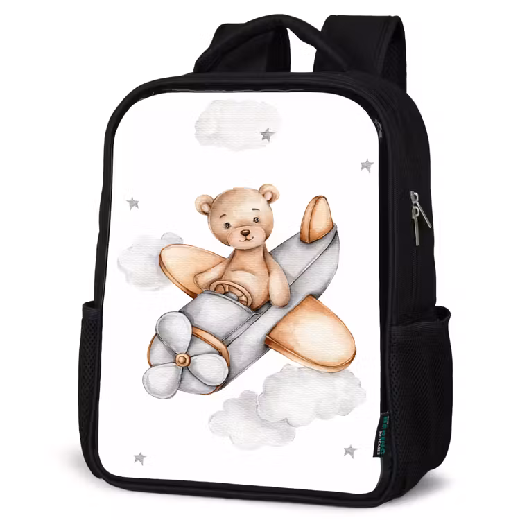 Kids backpack - Black - Bear - Airplane - Stars - Children — 6