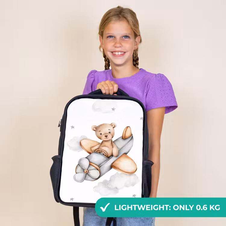 Kids backpack - Black - Bear - Airplane - Stars - Children — 9