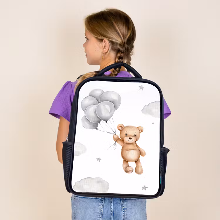 Kids backpack - Black - Bear - Balloon - Stars - Children — 4