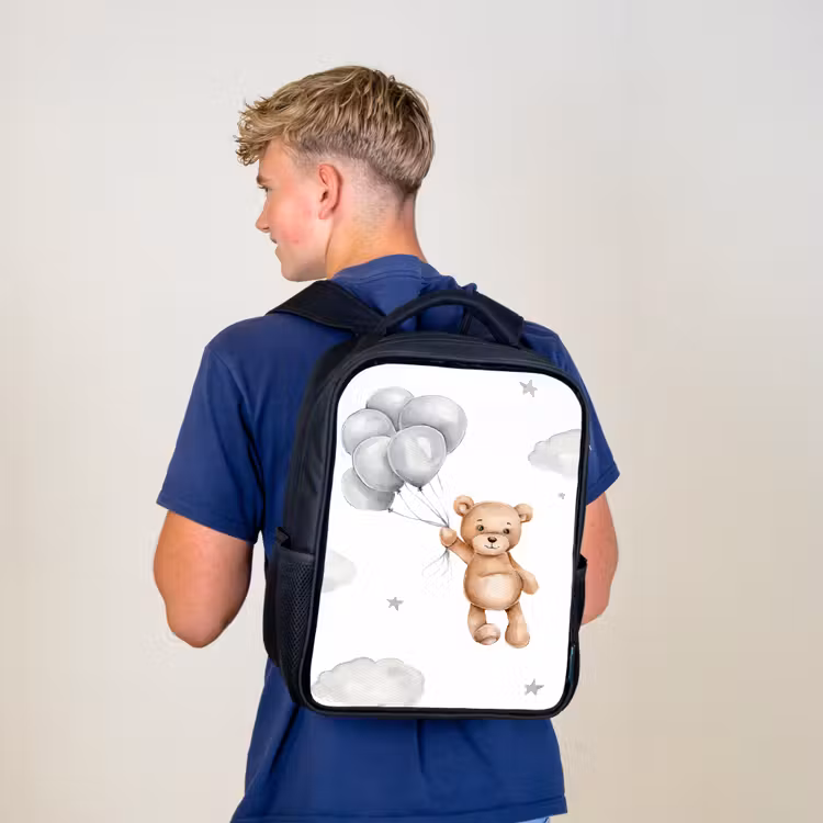 Kids backpack - Black - Bear - Balloon - Stars - Children — 5