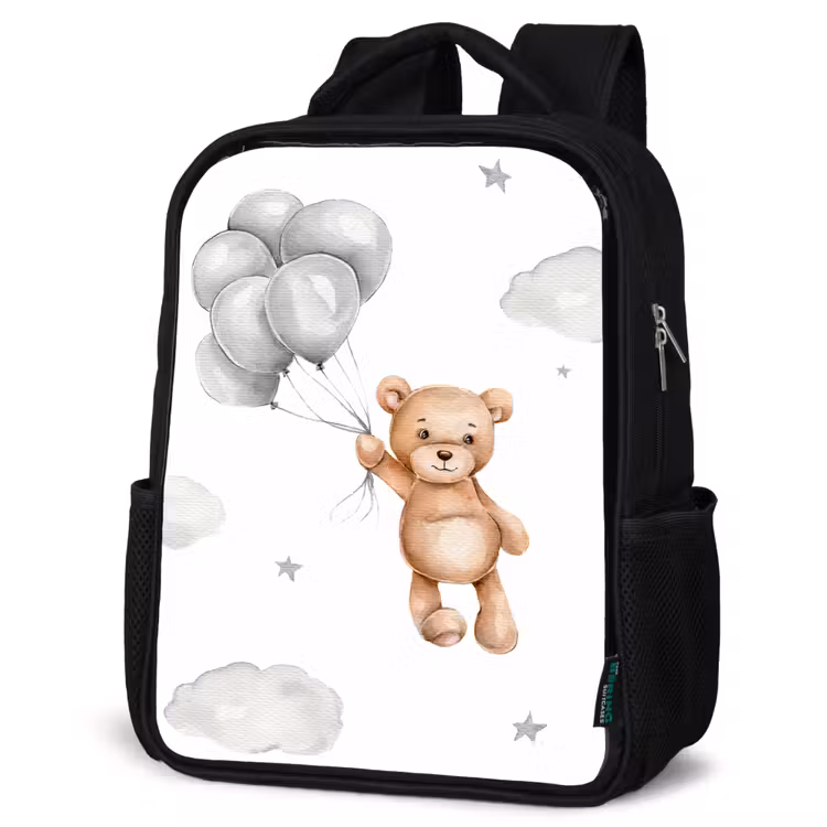 Kids backpack - Black - Bear - Balloon - Stars - Children — 6