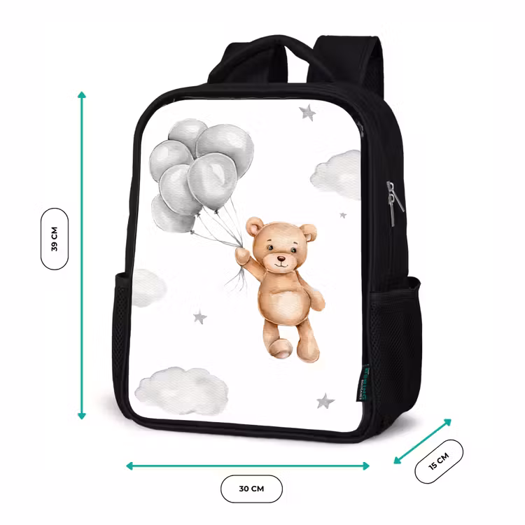 Kids backpack - Black - Bear - Balloon - Stars - Children — 8