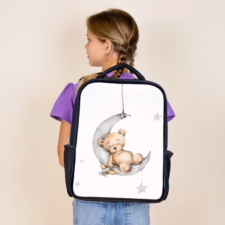 Kids backpack - Black - Bear - Moon - Stars - Children — 4
