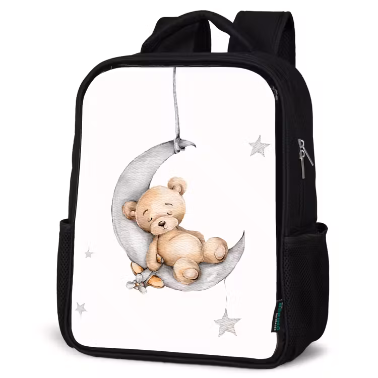 Kids backpack - Black - Bear - Moon - Stars - Children — 6