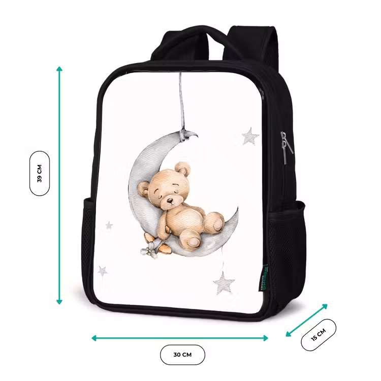 Kids backpack - Black - Bear - Moon - Stars - Children — 8