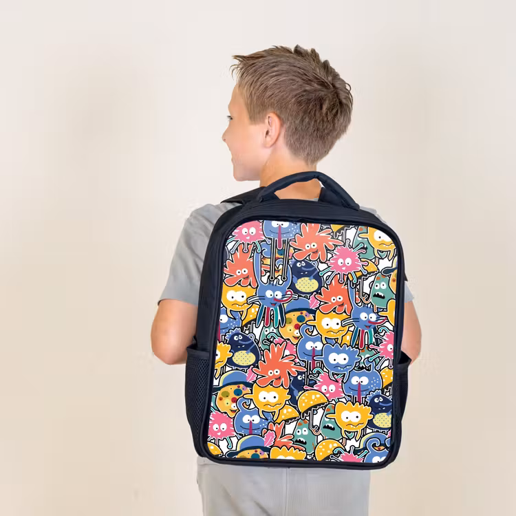 Kids backpack - Black - Beasts with Big Eyes — 2