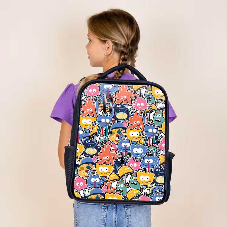 Kids backpack - Black - Beasts with Big Eyes — 4