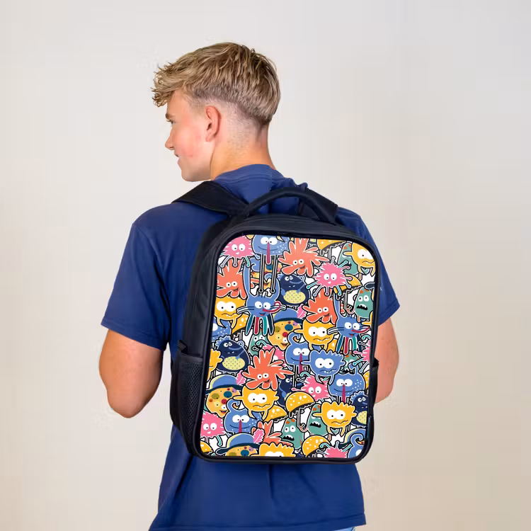 Kids backpack - Black - Beasts with Big Eyes — 5