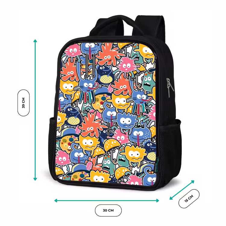 Kids backpack - Black - Beasts with Big Eyes — 8